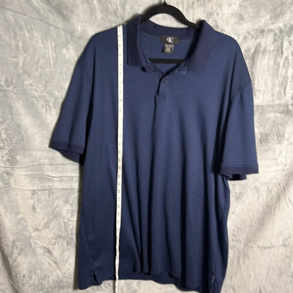 Calvin Klein Polo Shirt Men’s Navy blue XXL light stripes 100%‎ cotton